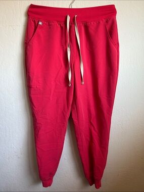 Figs Red Drawstring Joggers Scrub Pants M/P
